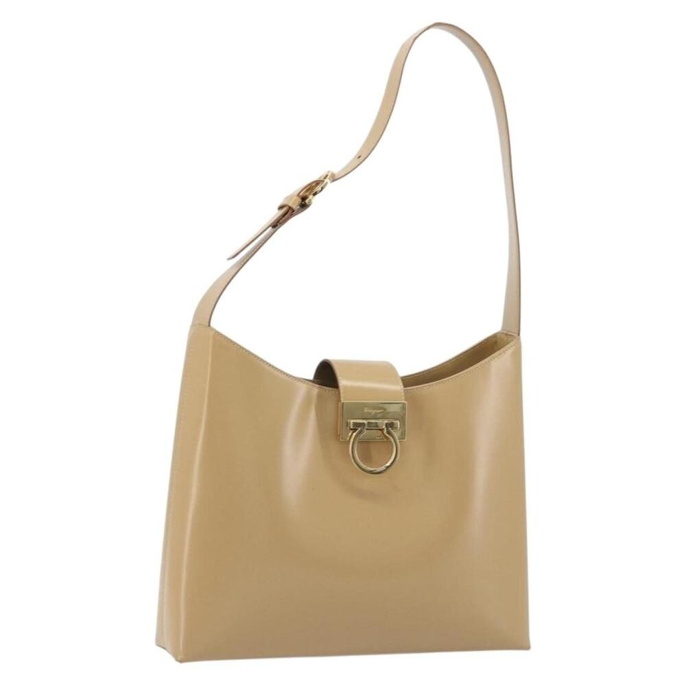 Salvatore Ferragamo Gancini Shoulder Bag Beige